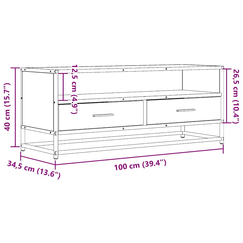 TV-skab Sort 100x34,5x40 cm Træ Materiale og Metal