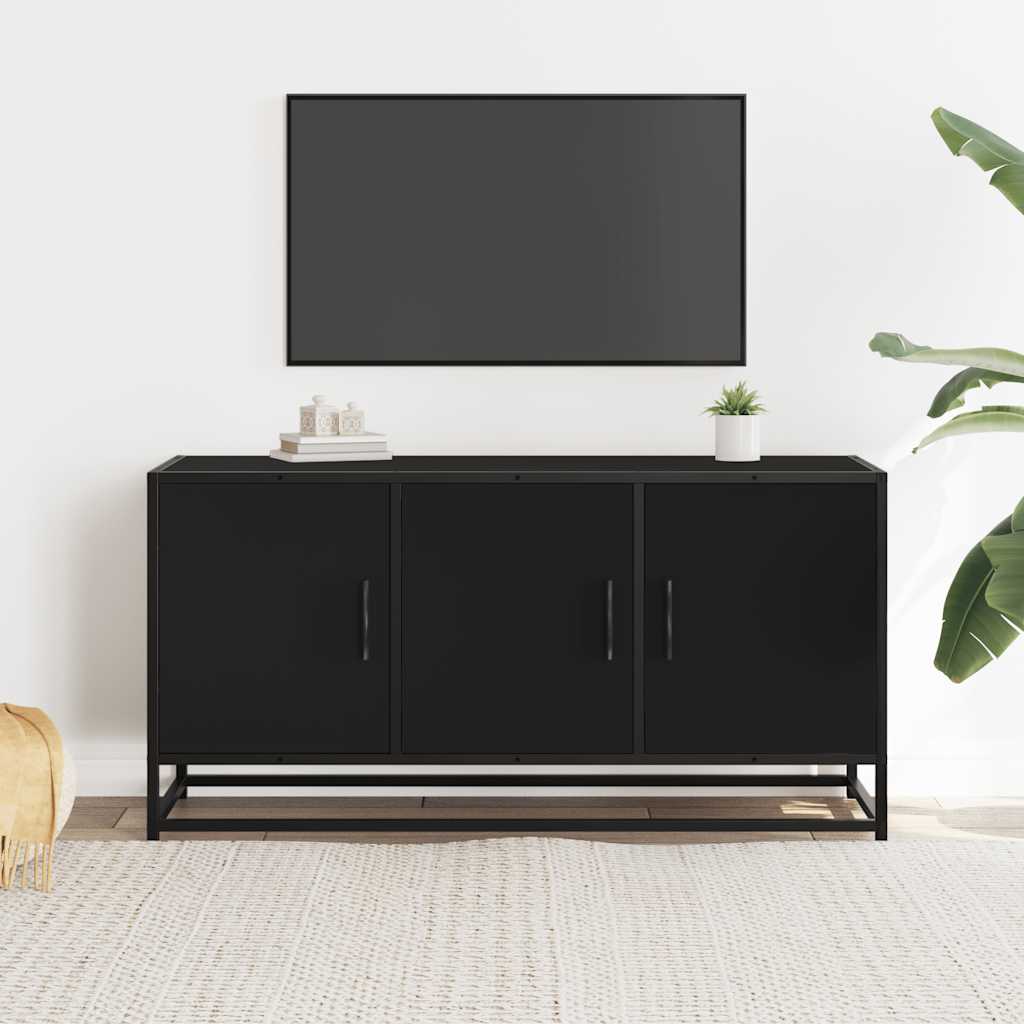 TV-skab Sort 100x35x50 cm Træmateriale og Metal