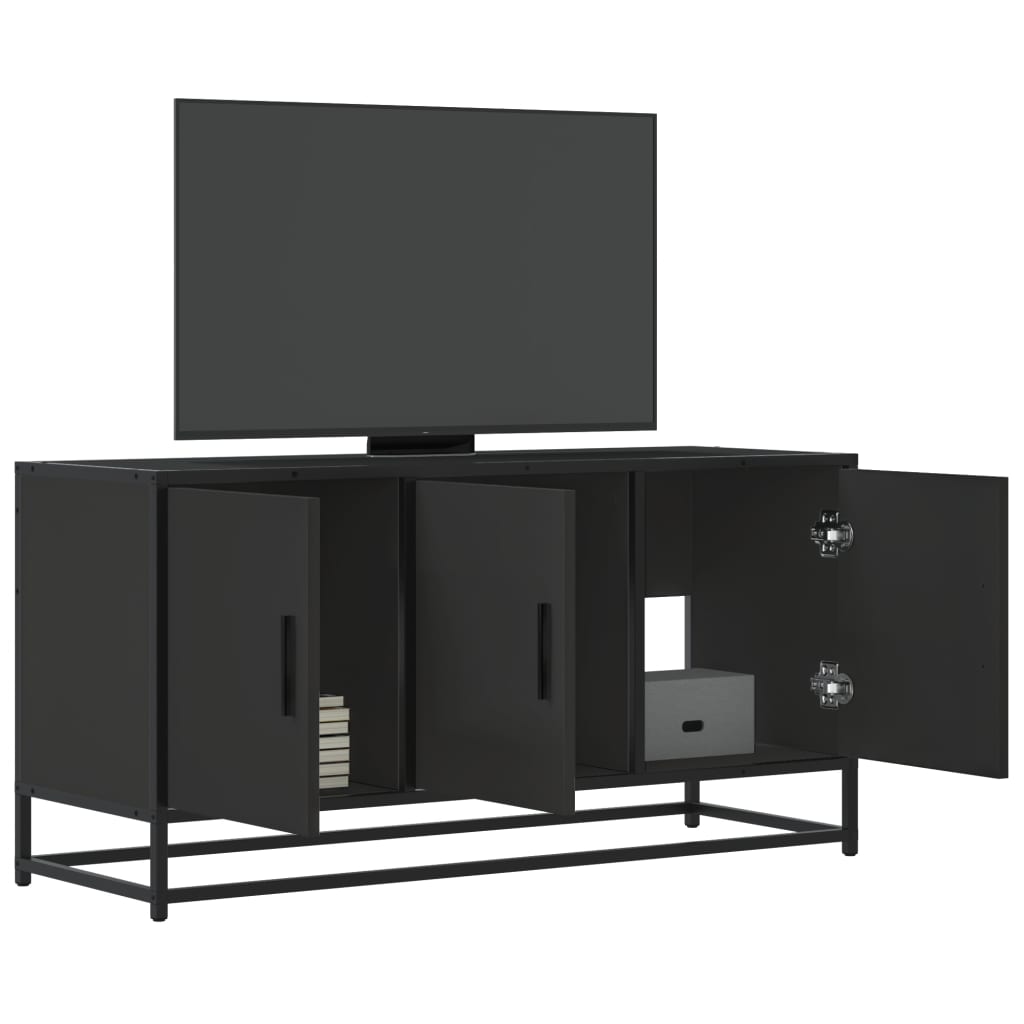 TV-skab Sort 100x35x50 cm Træmateriale og Metal