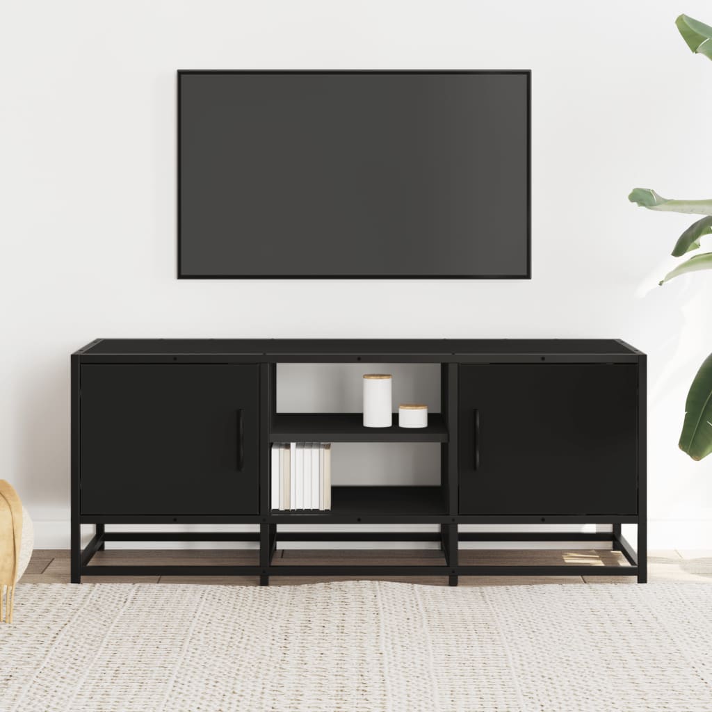 TV-skab Sort 100x35x41 cm Træ Materiale og Metal