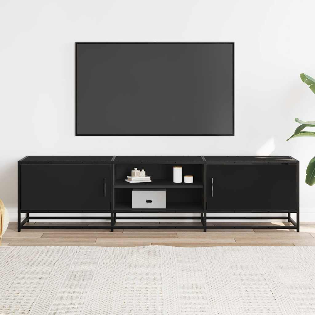 TV-skab Sort 160x35x41 cm Træ Materiale og Metal