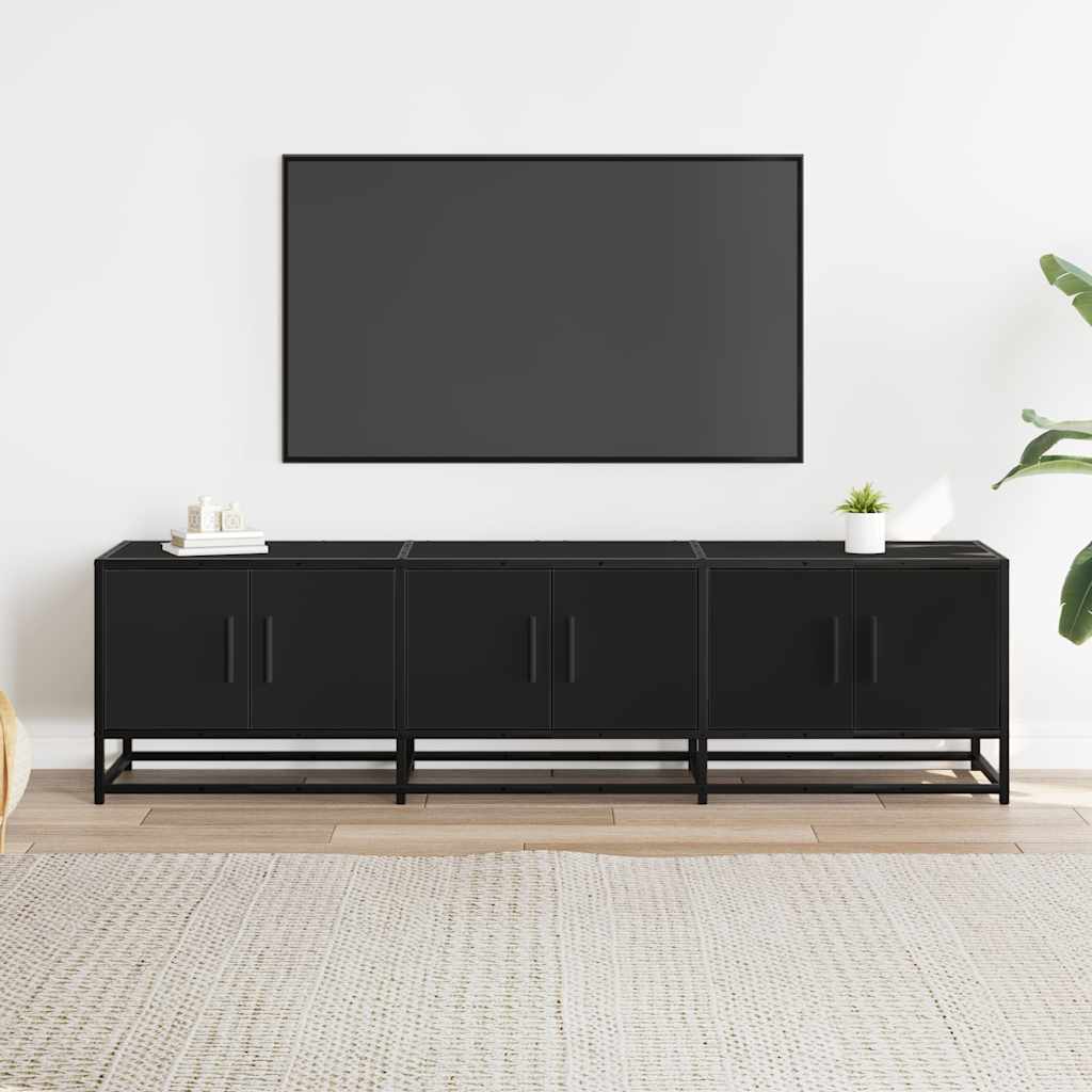 TV-skab Sort 150x35x41 cm Træmateriale og Metal