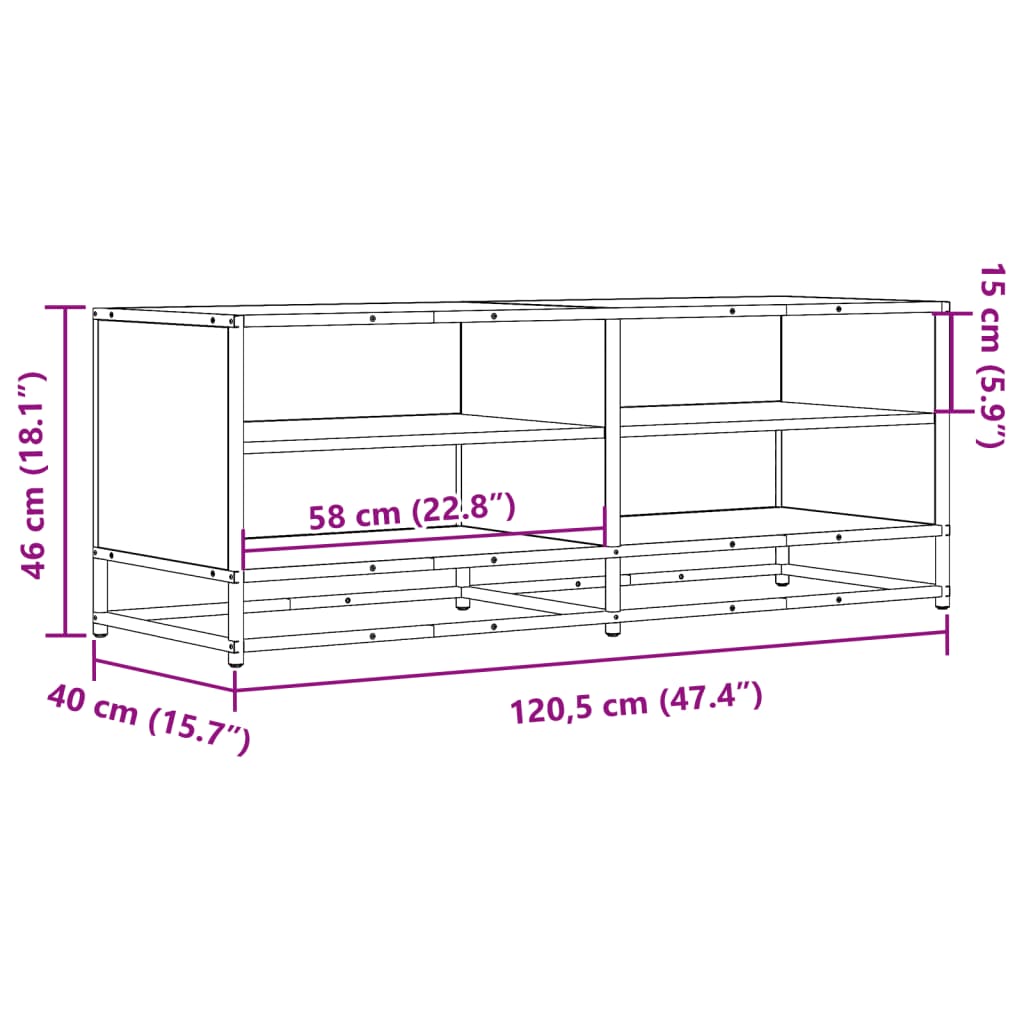 TV-skab Sort 120,5x40x46 cm Træ Materiale og Metal