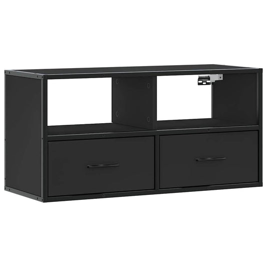 TV-skab Sort 80x31x39,5 cm Træ og Metal