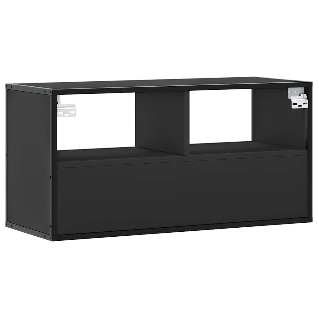 TV-skab Sort 80x31x39,5 cm Træ og Metal