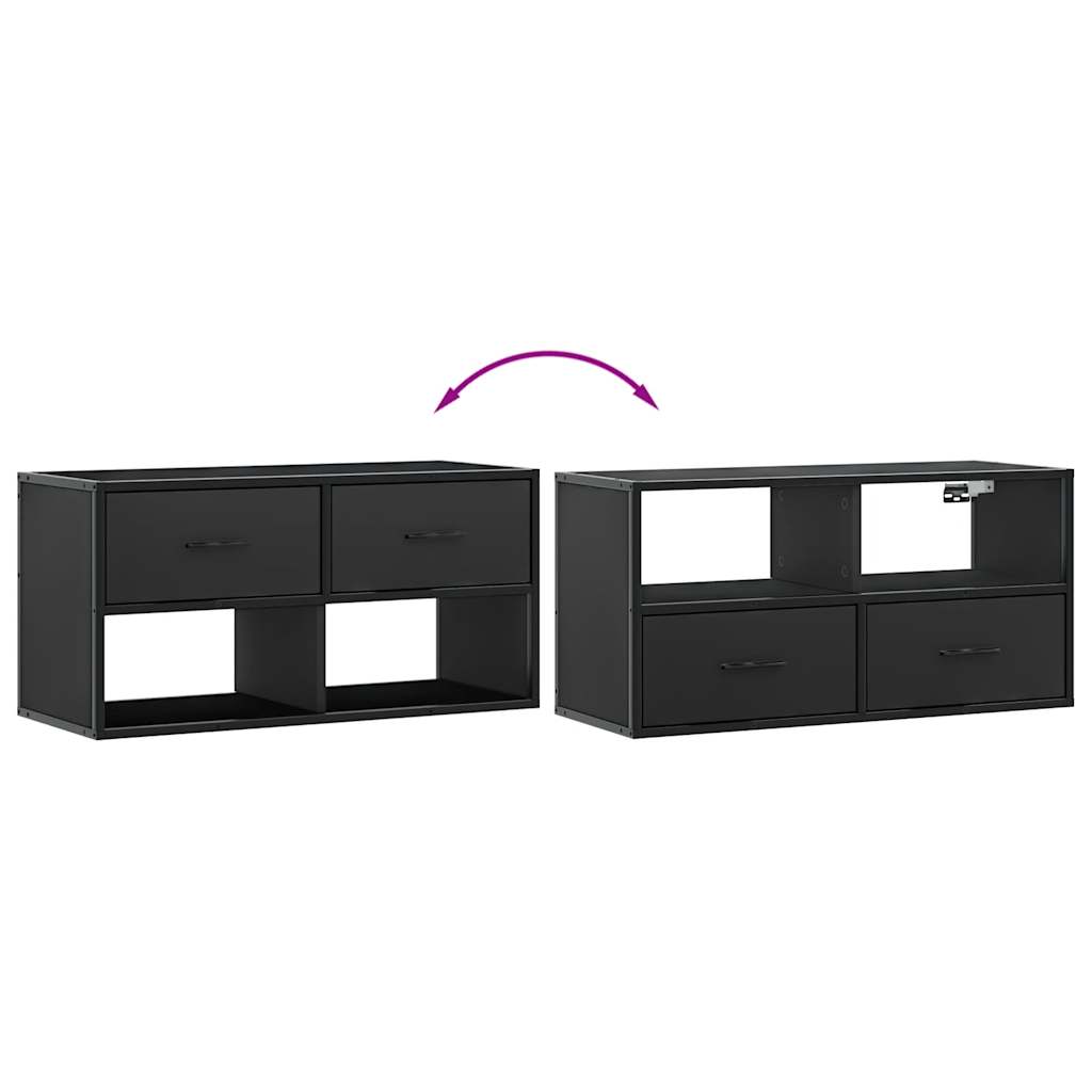 TV-skab Sort 80x31x39,5 cm Træ og Metal