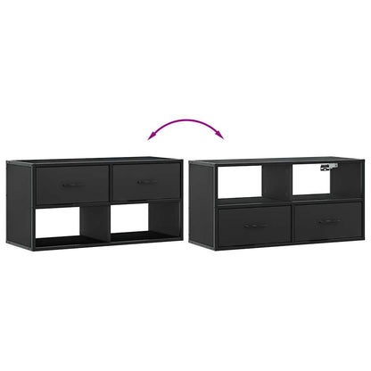 TV-skab Sort 80x31x39,5 cm Træ og Metal