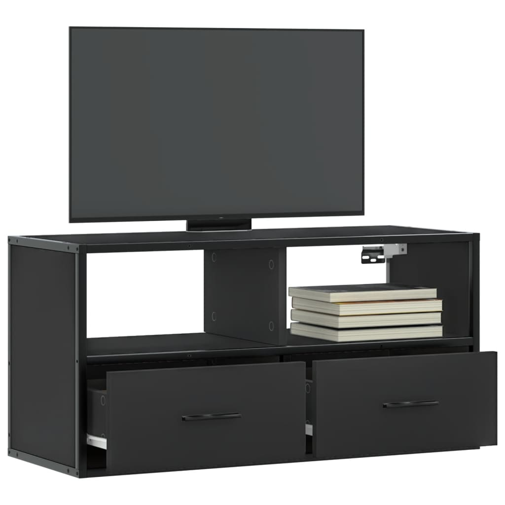 TV-skab Sort 80x31x39,5 cm Træ og Metal