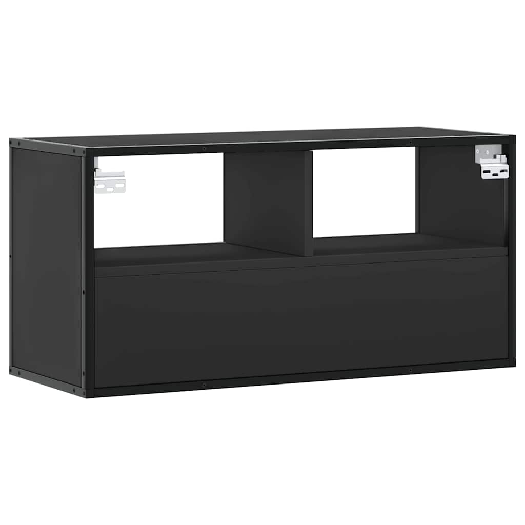 TV-skab Sort 80x31x39,5 cm Træ og Metal