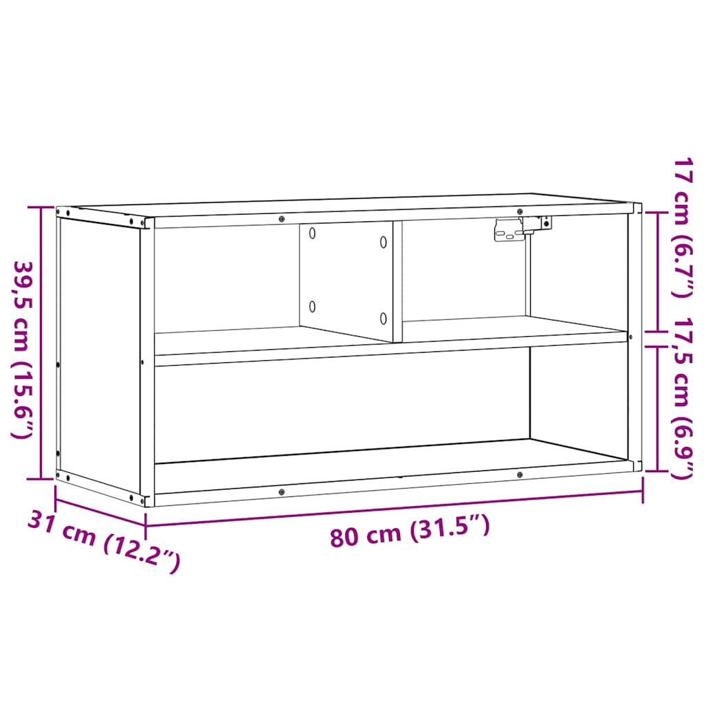 TV-skab Sort 80x31x39,5 cm Træ og Metal