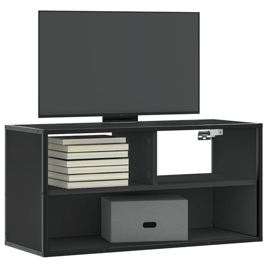 TV-skab Sort 80x31x39,5 cm Træ og Metal
