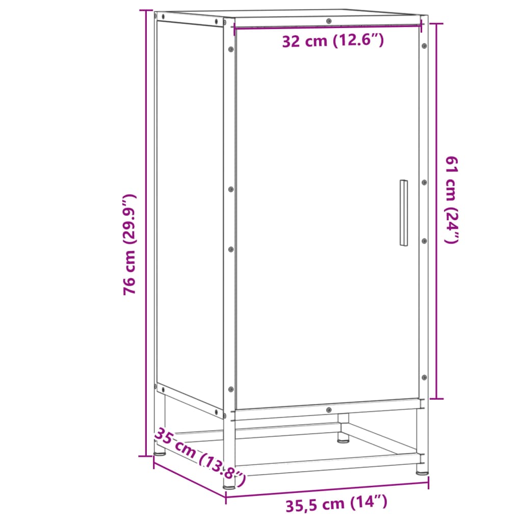 Skænk røget eg 35,5x35x76 cm træmateriale og metal