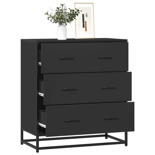 Skænk Sort 68x35x76 cm Træ og Metal