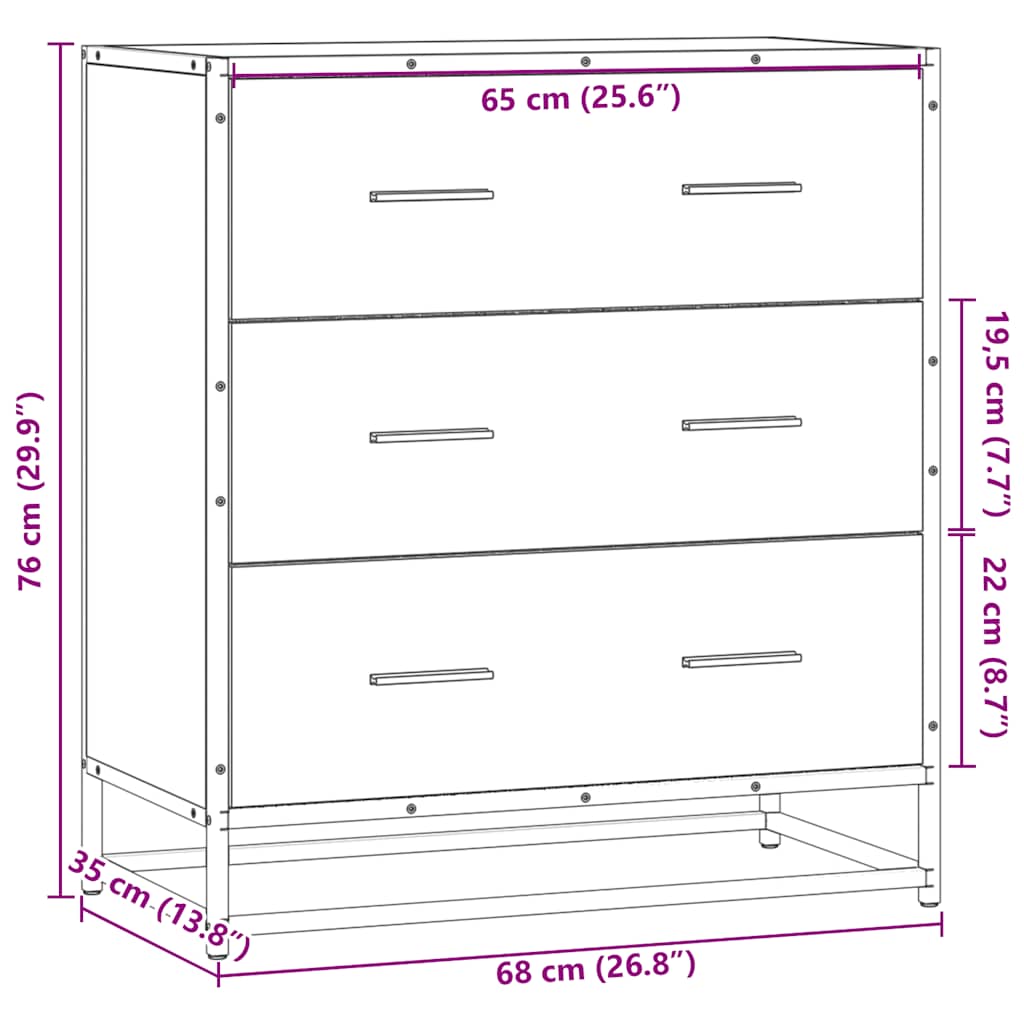 Skænk røget eg 68x35x76 cm træmateriale og metal