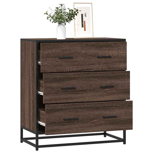 Skænk Brun Eg Look 68x35x76 cm Træmateriale &amp; Metal