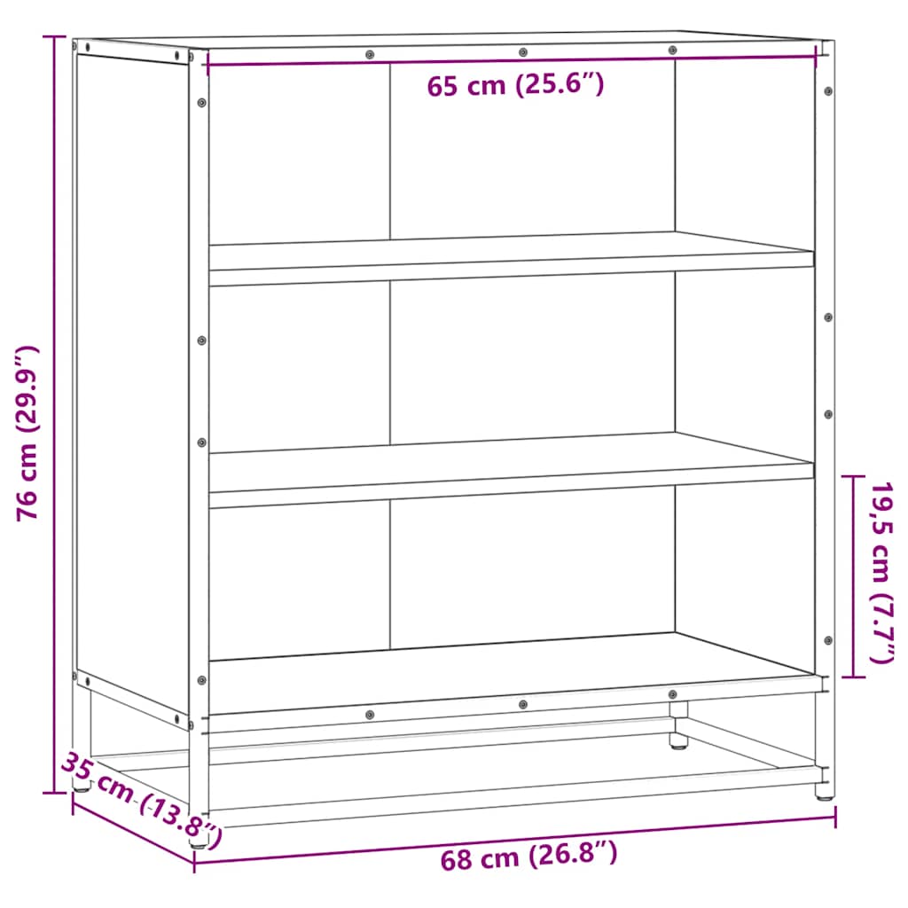 Skænk Brun Eg Look 68x35x76 cm Træmateriale &amp; Metal