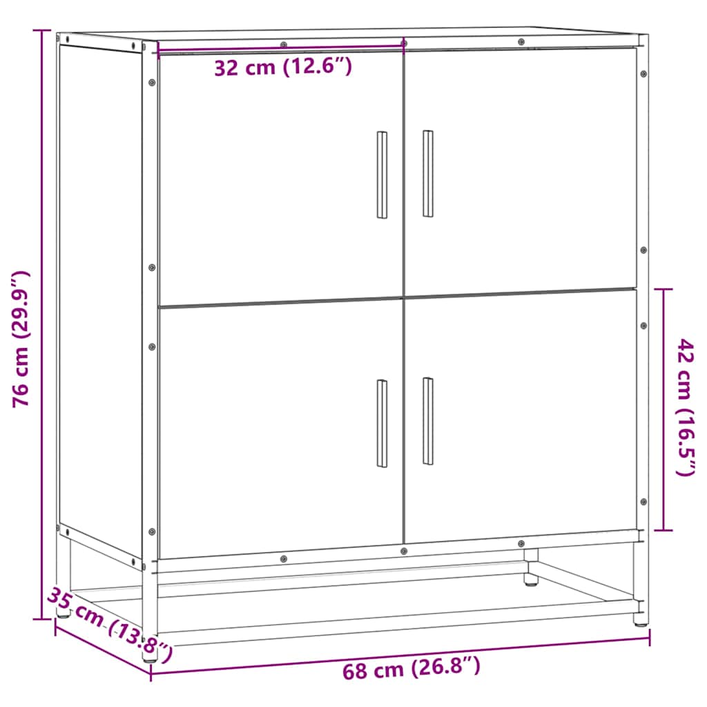 Skænk Sort 68x35x76 cm Træmateriale