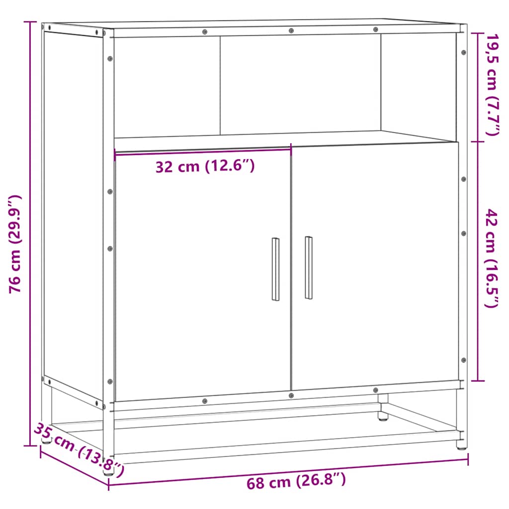Skænk røget eg 68x35x76 cm træmateriale