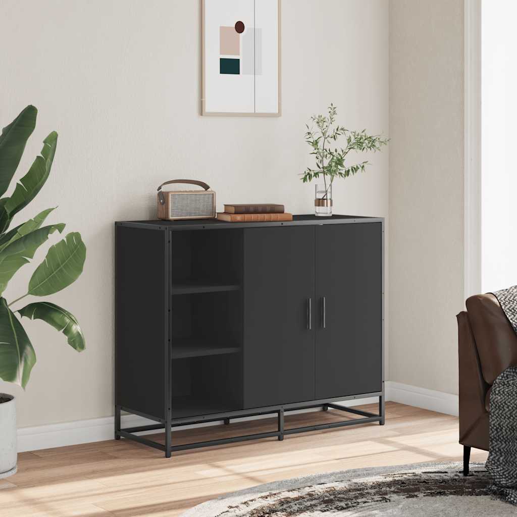 Skænk Sort 92x35x76 cm Træmateriale