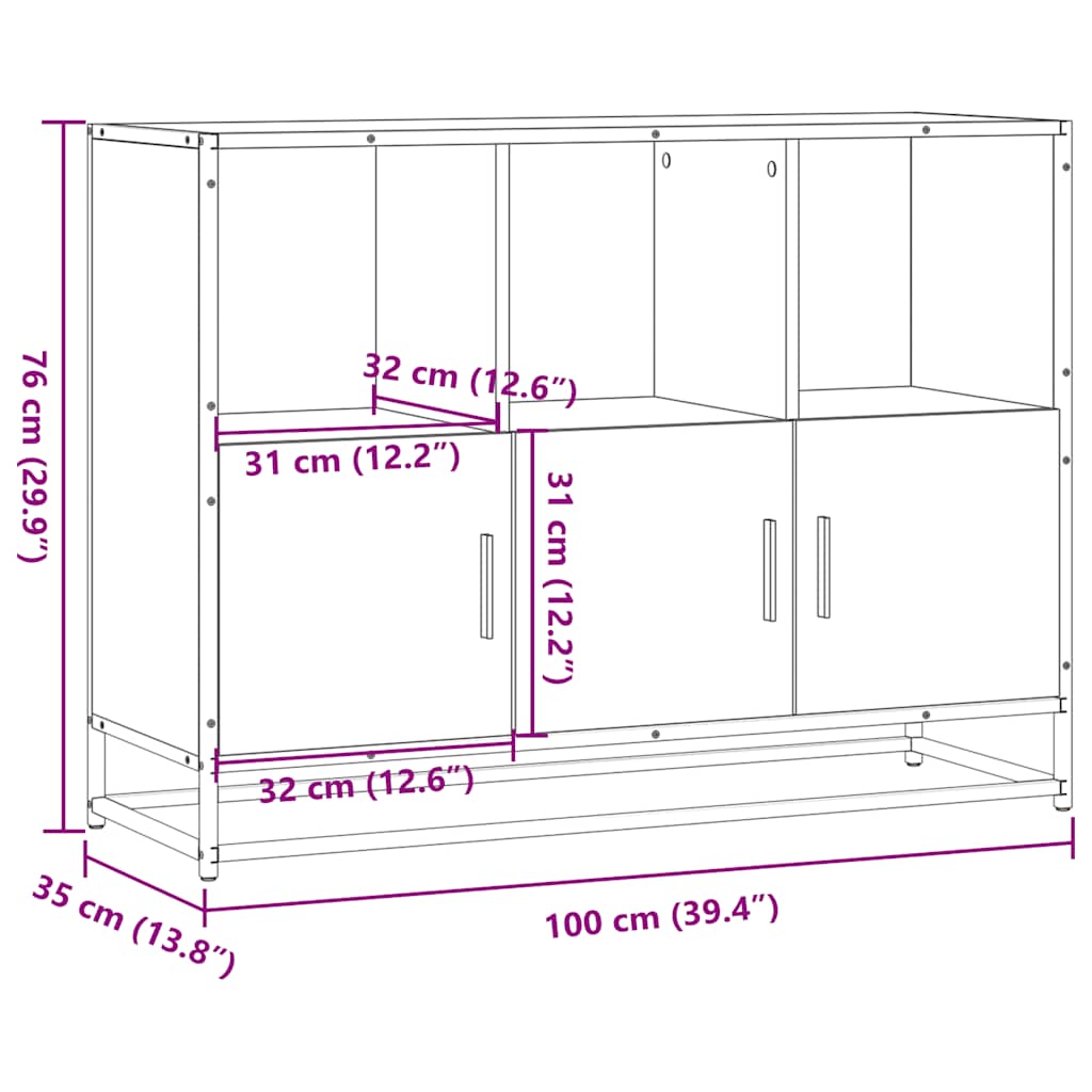 Skænk røget eg 100x35x76 cm træmateriale