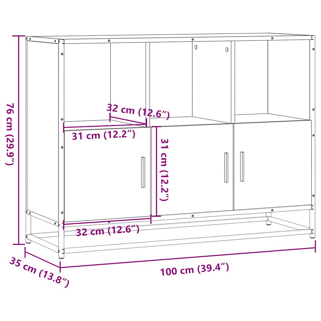 Skænk Brun Eg Look 100x35x76 cm Træmateriale