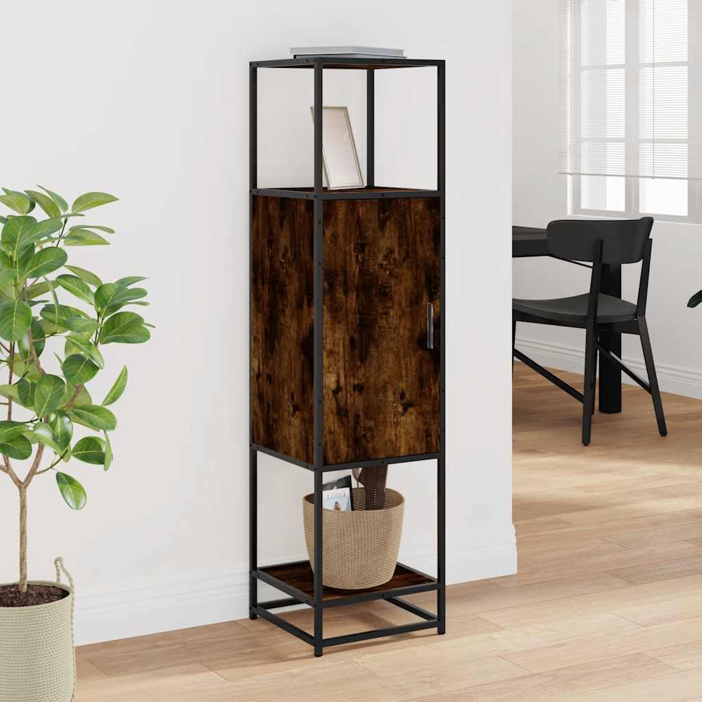 Highboard røget eg 35,5x35x139 cm træmateriale metal
