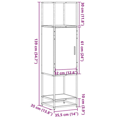 Highboard røget eg 35,5x35x139 cm træmateriale metal