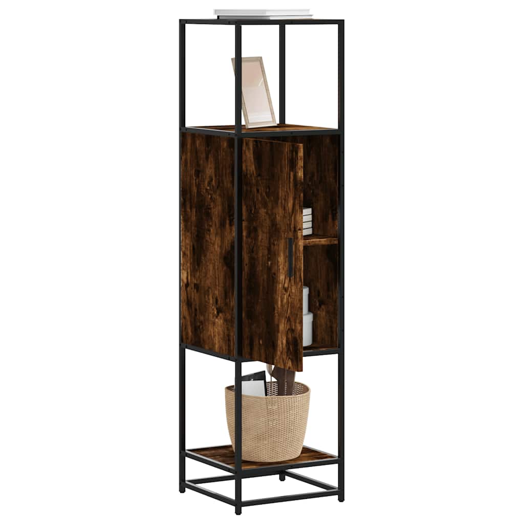 Highboard røget eg 35,5x35x139 cm træmateriale metal