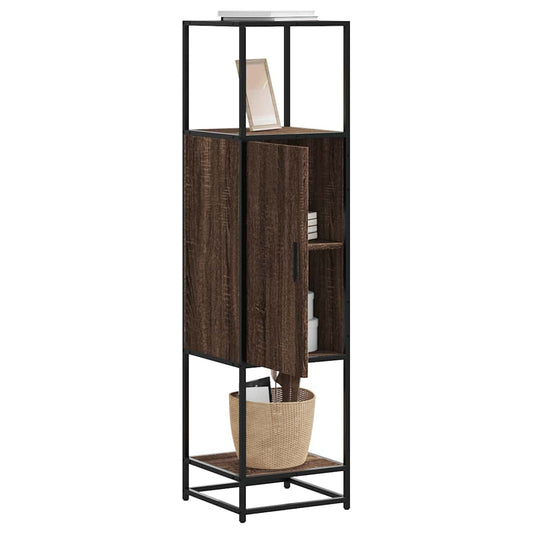 Highboard Brown Oak Look 35,5x35x139cm Træ Materiale Metal