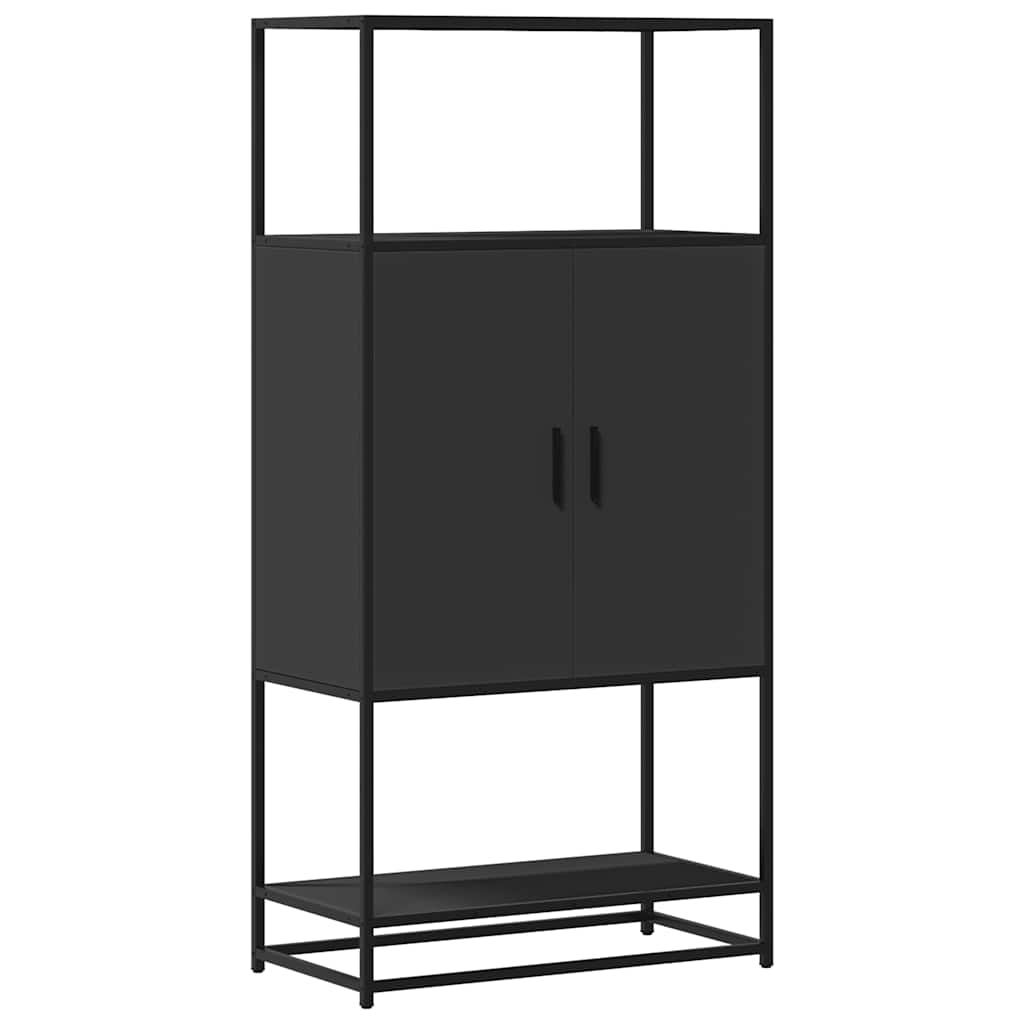 Highboard Sort 68x35x139 cm Træmateriale og Metal
