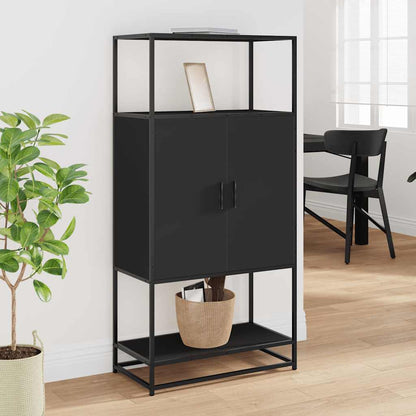 Highboard Sort 68x35x139 cm Træmateriale og Metal