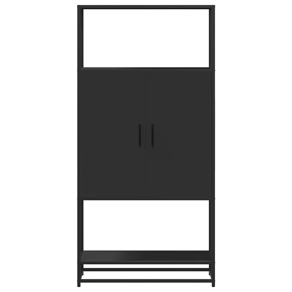 Highboard Sort 68x35x139 cm Træmateriale og Metal