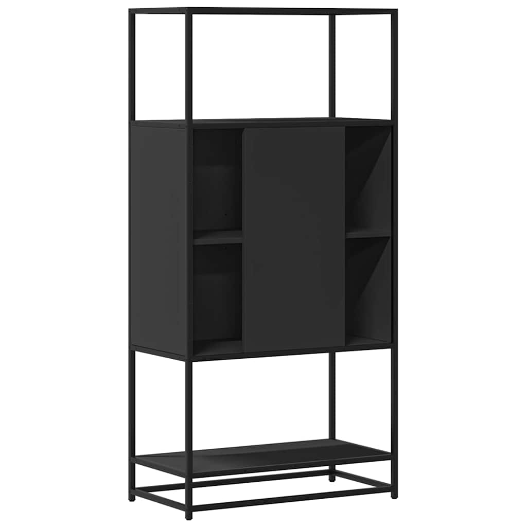 Highboard Sort 68x35x139 cm Træmateriale og Metal