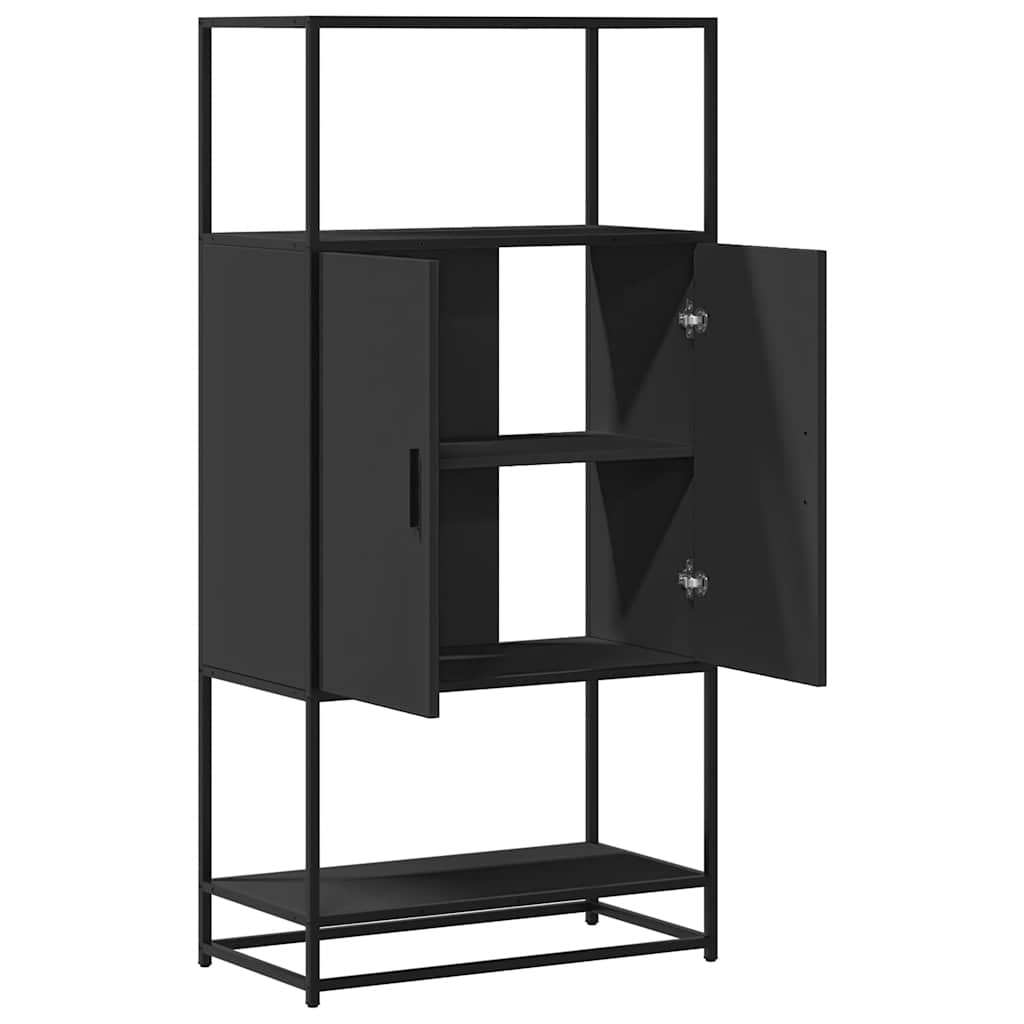 Highboard Sort 68x35x139 cm Træmateriale og Metal