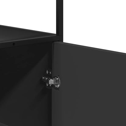 Highboard Sort 68x35x139 cm Træmateriale og Metal