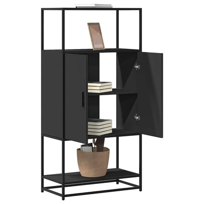 Highboard Sort 68x35x139 cm Træmateriale og Metal