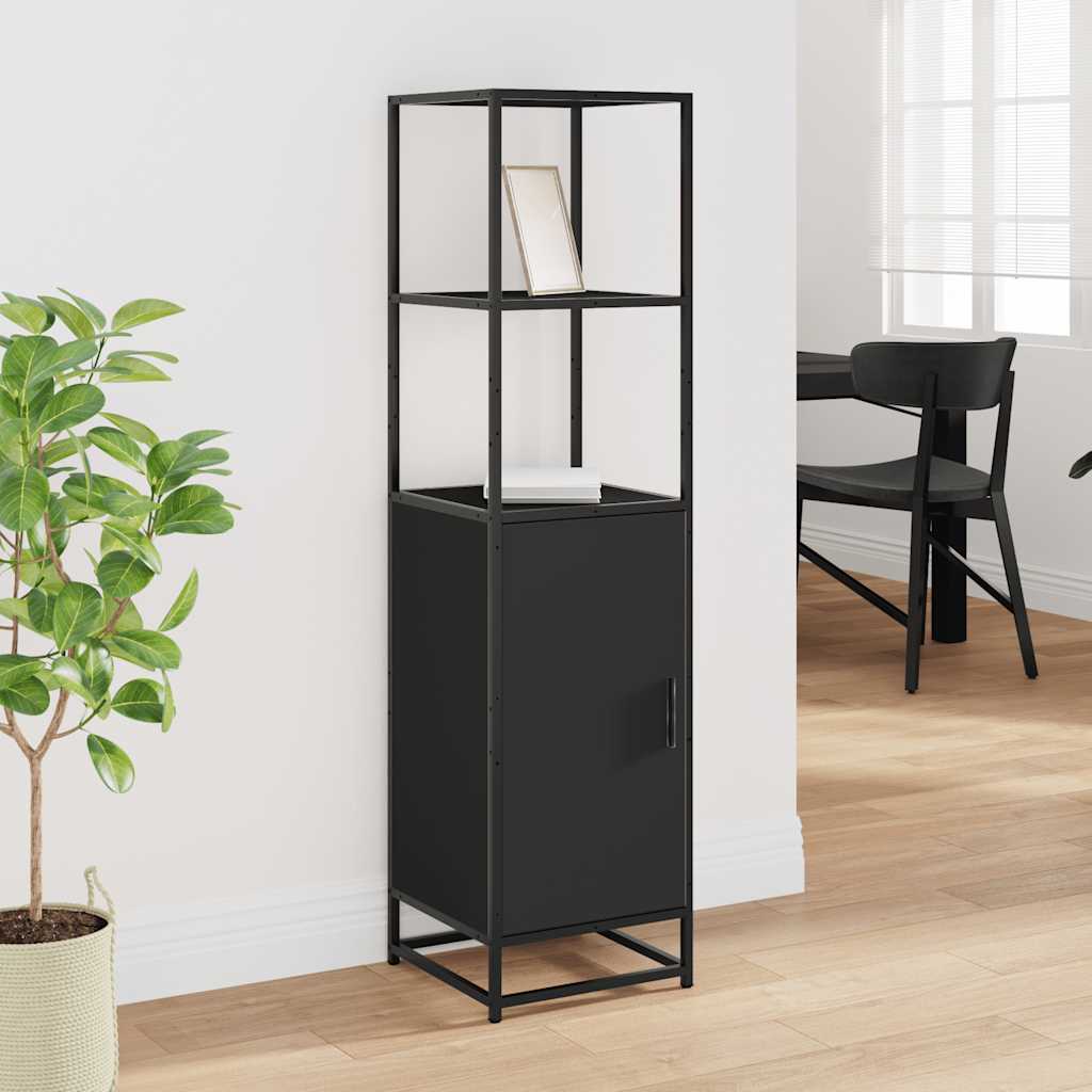 Highboard Sort 35,5x35x139 cm Træmateriale og Metal