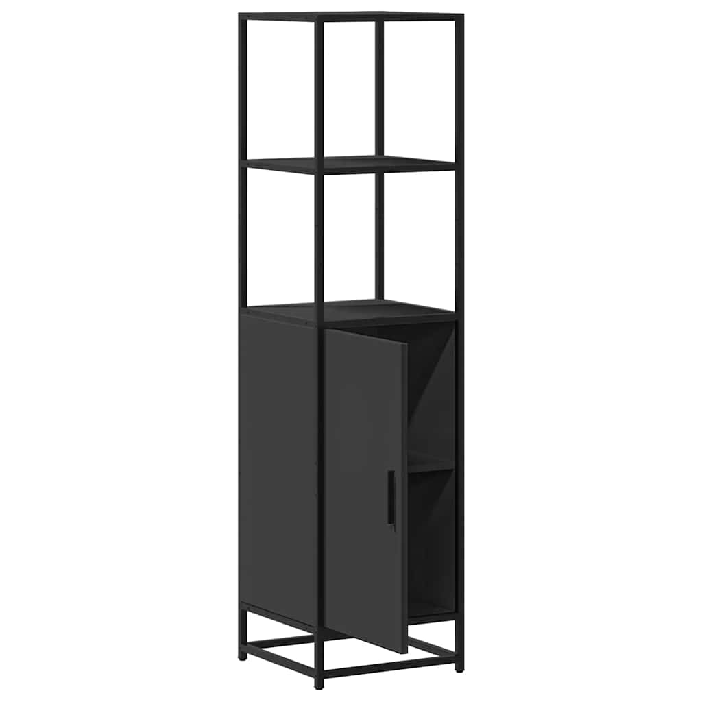 Highboard Sort 35,5x35x139 cm Træmateriale og Metal