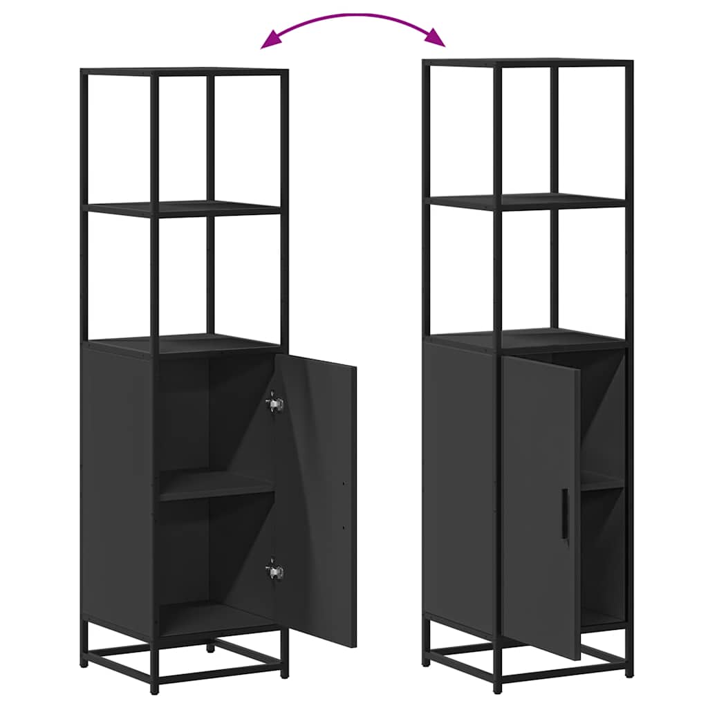 Highboard Sort 35,5x35x139 cm Træmateriale og Metal