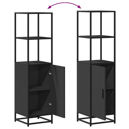 Highboard Sort 35,5x35x139 cm Træmateriale og Metal