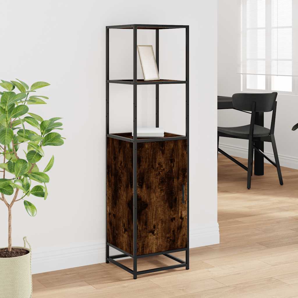Highboard røget eg 35,5x35x139 cm træmateriale metal
