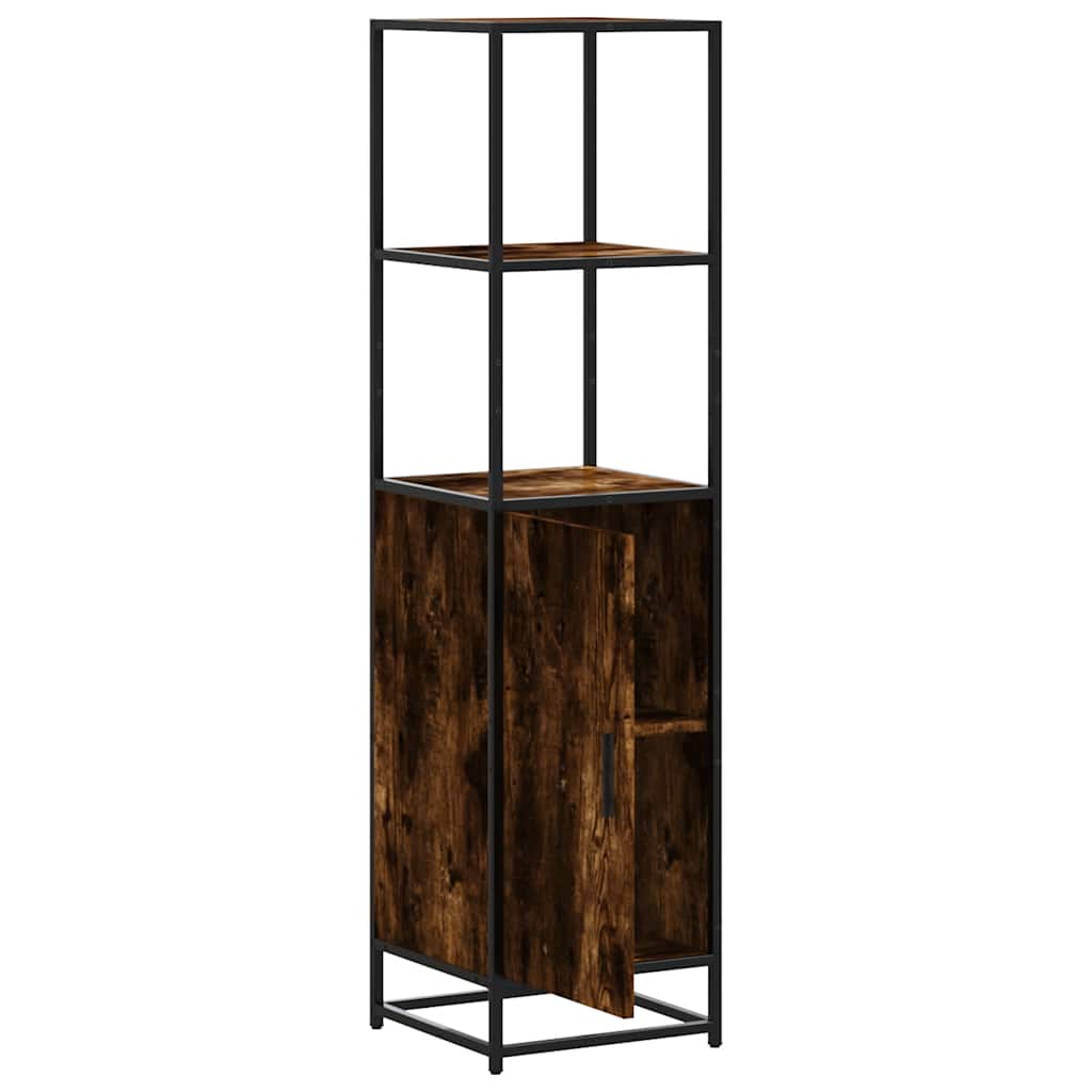 Highboard røget eg 35,5x35x139 cm træmateriale metal