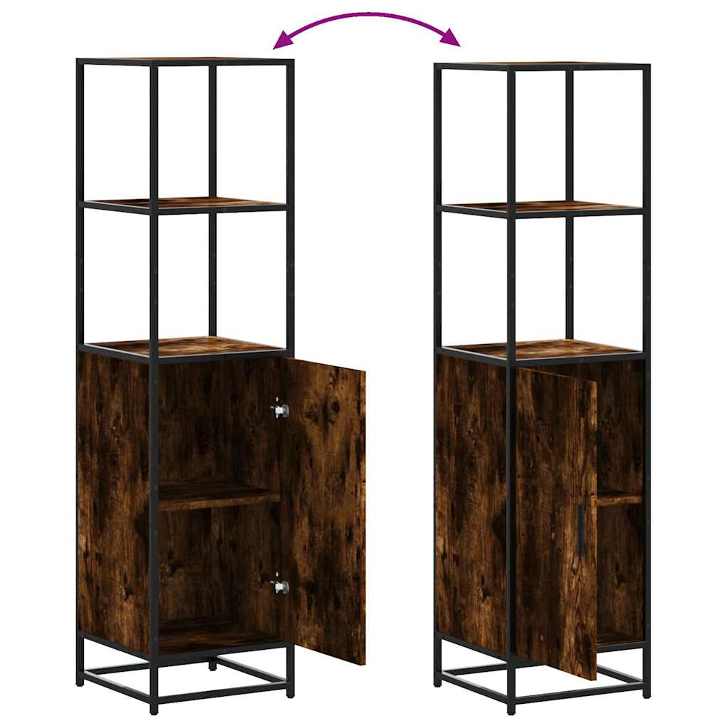 Highboard røget eg 35,5x35x139 cm træmateriale metal