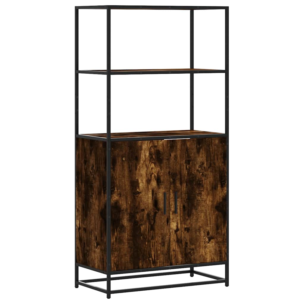 Highboard røget eg 68x35x139 cm træmateriale og metal