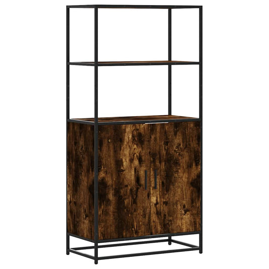 Highboard røget eg 68x35x139 cm træmateriale og metal