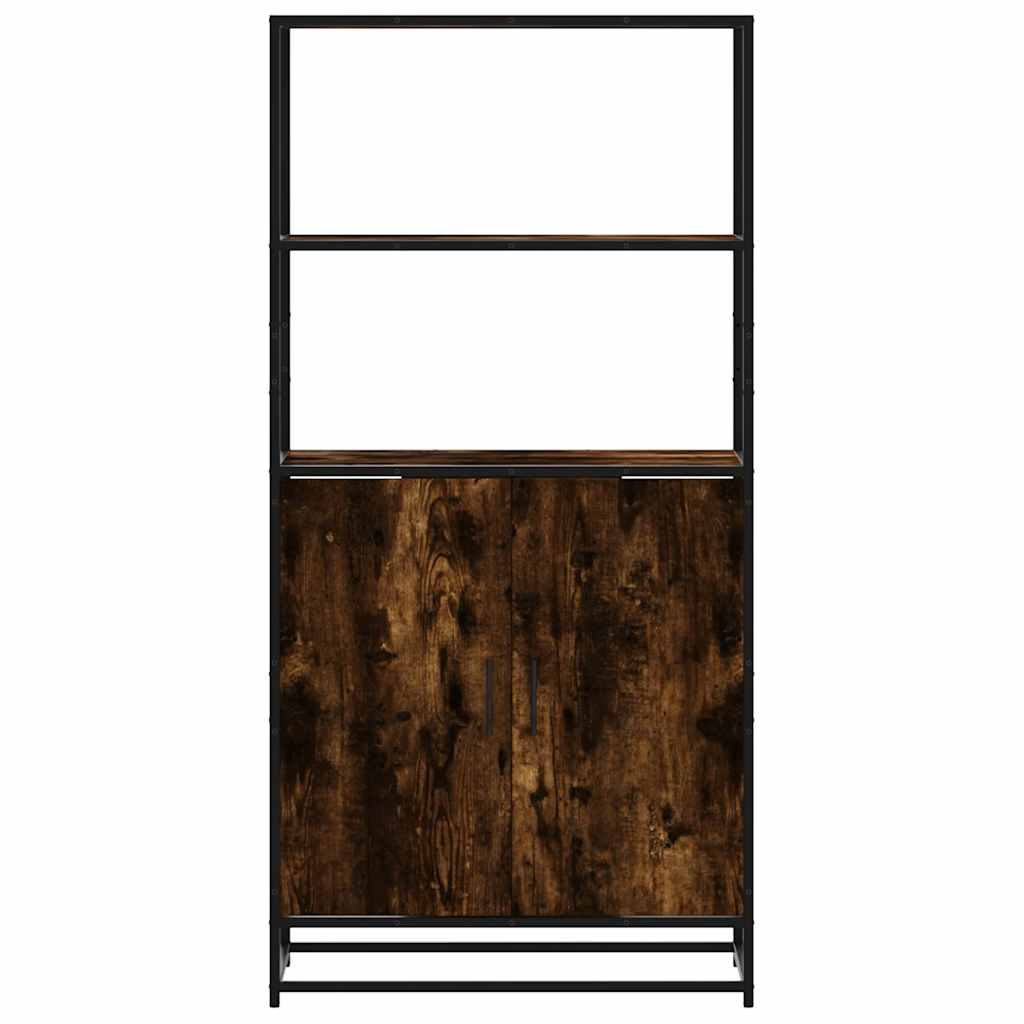 Highboard røget eg 68x35x139 cm træmateriale og metal