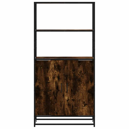 Highboard røget eg 68x35x139 cm træmateriale og metal