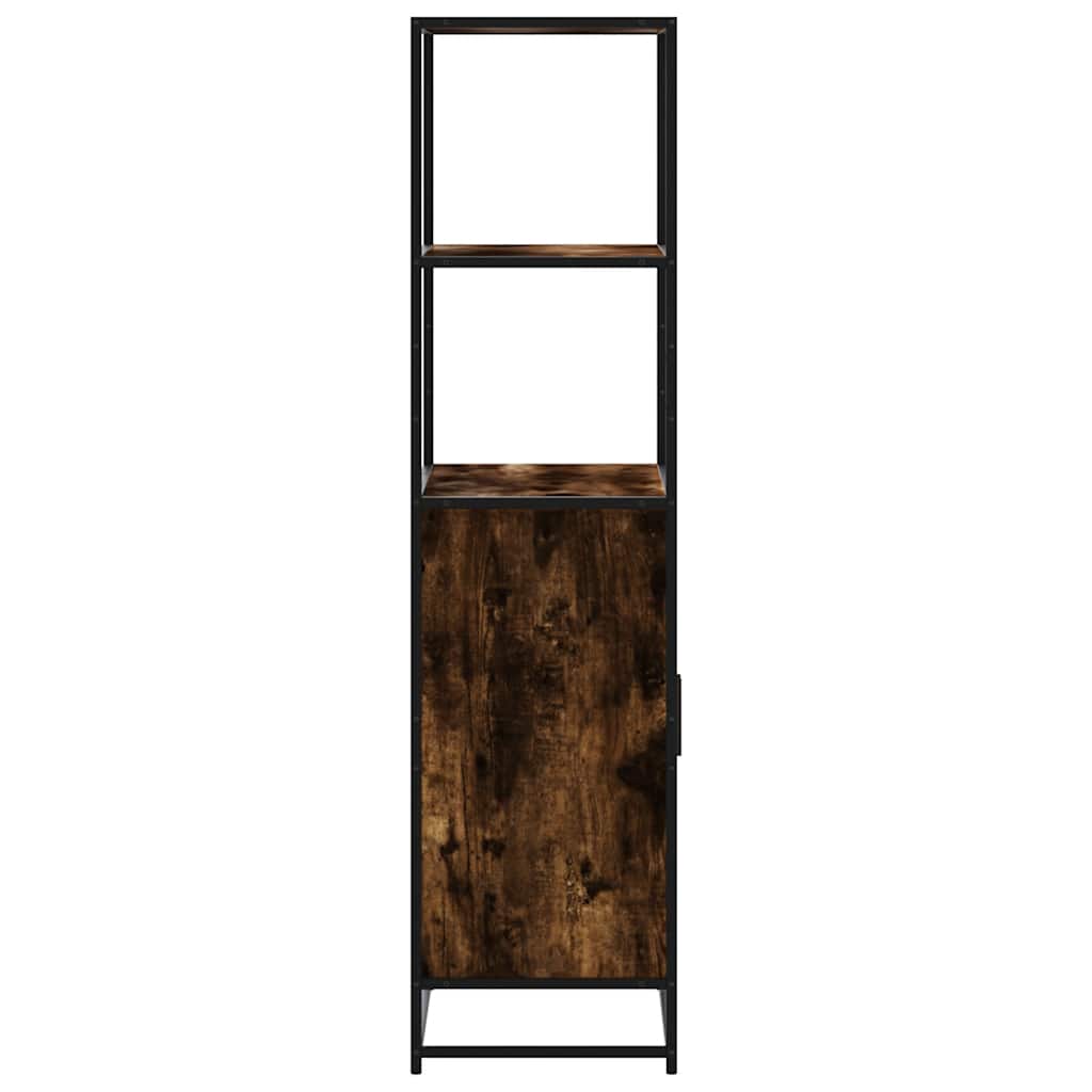 Highboard røget eg 68x35x139 cm træmateriale og metal