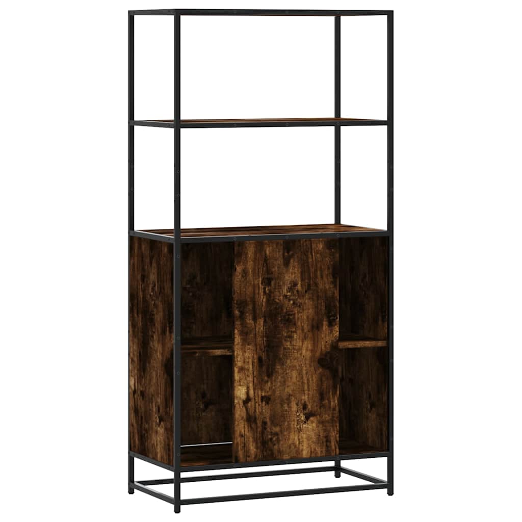 Highboard røget eg 68x35x139 cm træmateriale og metal