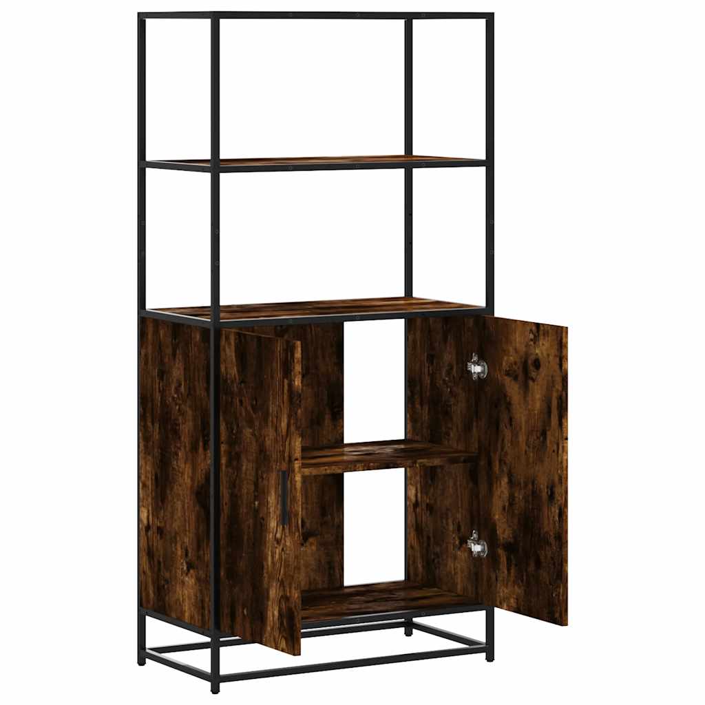 Highboard røget eg 68x35x139 cm træmateriale og metal